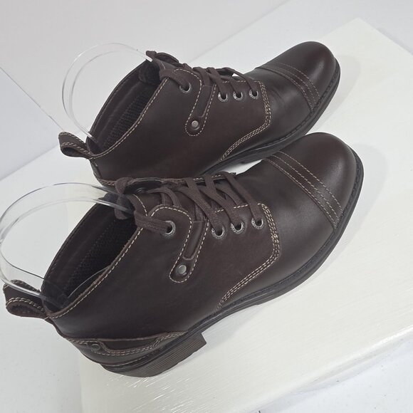 Eastland Overdrive Boots Womens Size 7.5 Brown Leather Lace Up Cap Toe Lug Sole - Picture 6 of 10